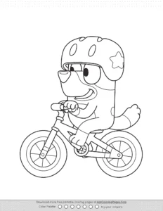 Bluey Bicycle Colouring Sheet Coloring Page
