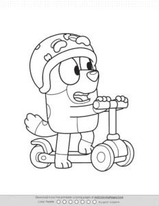 Bluey Bingo Scooter Coloring Pages Coloring Page