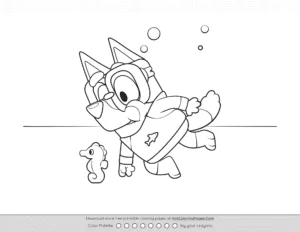 Bluey Diving Colouring Sheet Coloring Page