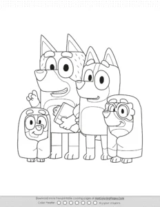 Bluey Family Colouring Pages Coloring Page