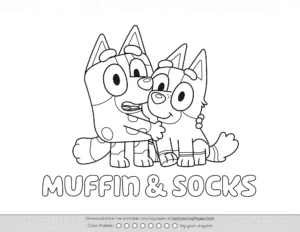Bluey Muffin And Socks Coloring Pages Coloring Page