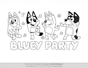 Bluey Party Coloring Page Coloring Page