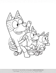 Bluey Skateboard Coloring Pages Coloring Page