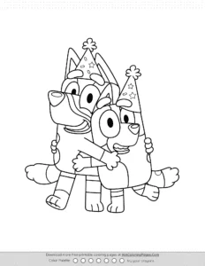 Bluey And Bingo Happy New Year Coloring Pages Coloring Page