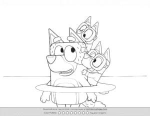 Dad Bingo And Bluey Colouring Sheet Coloring Page