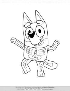 Skeleton Bluey Halloween Coloring Page Coloring Page