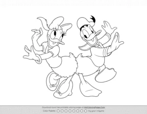 Donald Duck And Daisy Dancing Coloring Page Coloring Page