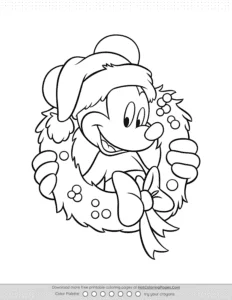 Mickey Christmas Wreath Coloring Page Coloring Page