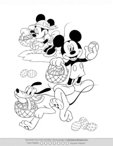 Mickey Minnie Pluto Easter Coloring Pages Coloring Page