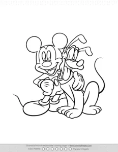 Mickey Mouse And Pluto Coloring Page Coloring Page