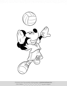 Mickey Mouse Playing Volleyball Coloring Page Coloring Page