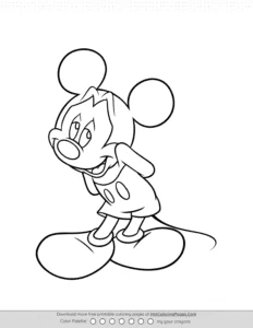 Mickey Mouse Shy Pose Coloring Page Coloring Page