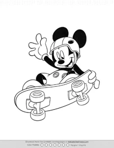 Mickey Mouse Skateboarding Coloring Page Coloring Page