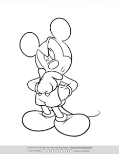 Mickey Mouse Thinking Pose Coloring Page Coloring Page
