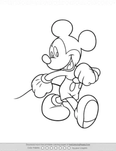 Mickey Mouse Walking Coloring Page Coloring Page