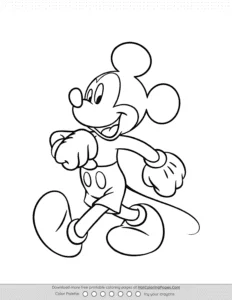 Mickey Mouse Walking Pose Coloring Page Coloring Page