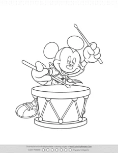 Mickey Mouse With Drum Coloring Page Coloring Page