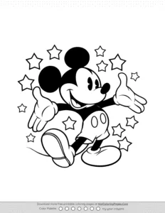 Mickey Surrounded By Stars Coloring Page Coloring Page