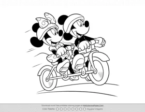 Minnie And Mickey On Bicycle Coloring Page Coloring Page