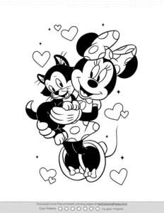 Minnie Mouse And Cat Coloring Page Coloring Page