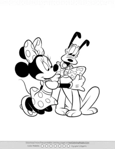 Minnie Mouse And Pluto Coloring Page Coloring Page