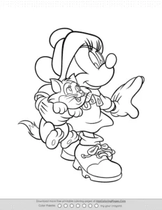Minnie Mouse With Kitten Coloring Page Coloring Page