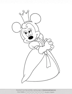 Princess Minnie Mouse Coloring Page Coloring Page