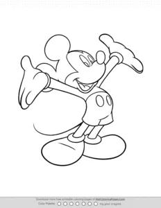 Welcoming Mickey Mouse Coloring Page Coloring Page
