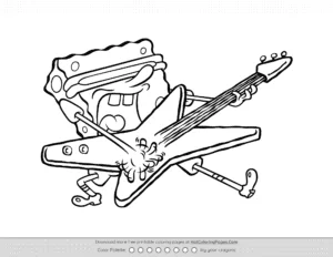 Spongebob Playing Guitar Colouring Sheet Coloring Page