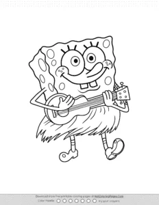 Spongebob Playing Ukulele Coloring Page Coloring Page