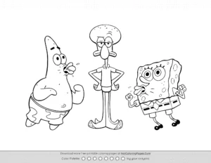 Spongebob Squidward Patrick Coloring Page Coloring Page