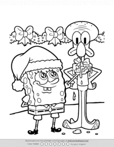 Spongebob Squidward Tentacles Christmas Coloring Page